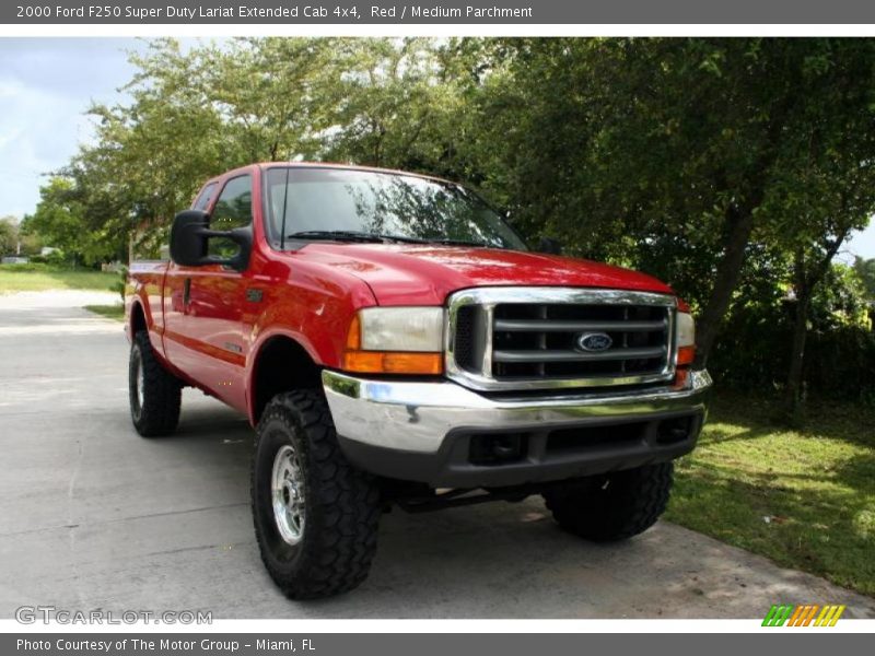 Red / Medium Parchment 2000 Ford F250 Super Duty Lariat Extended Cab 4x4