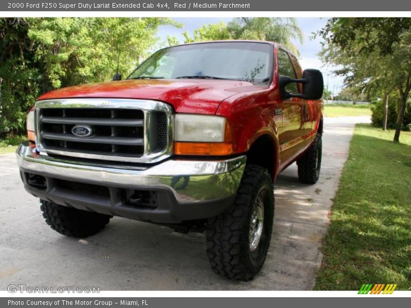 Red / Medium Parchment 2000 Ford F250 Super Duty Lariat Extended Cab 4x4