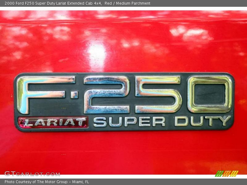 Red / Medium Parchment 2000 Ford F250 Super Duty Lariat Extended Cab 4x4