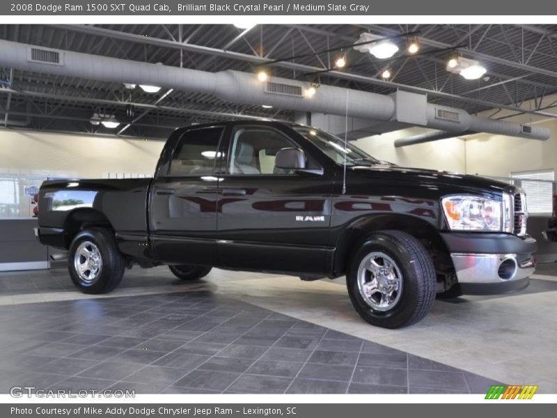 Brilliant Black Crystal Pearl / Medium Slate Gray 2008 Dodge Ram 1500 SXT Quad Cab