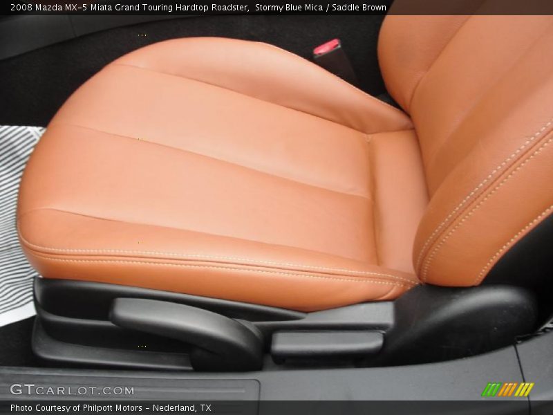 Stormy Blue Mica / Saddle Brown 2008 Mazda MX-5 Miata Grand Touring Hardtop Roadster