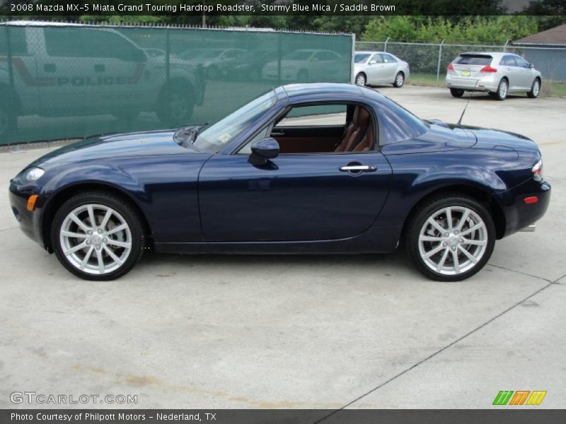 Stormy Blue Mica / Saddle Brown 2008 Mazda MX-5 Miata Grand Touring Hardtop Roadster