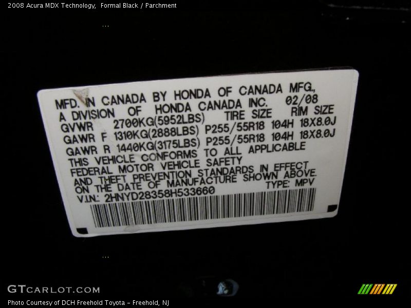 Formal Black / Parchment 2008 Acura MDX Technology