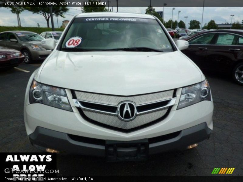 Aspen White Pearl / Taupe 2008 Acura MDX Technology