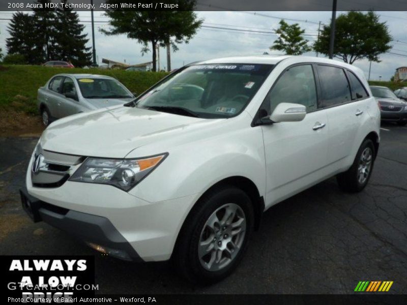 Aspen White Pearl / Taupe 2008 Acura MDX Technology