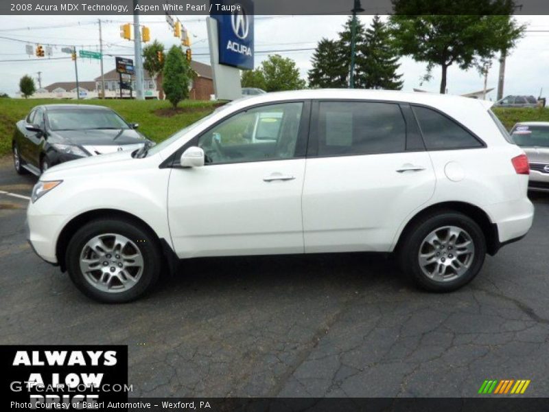 Aspen White Pearl / Taupe 2008 Acura MDX Technology