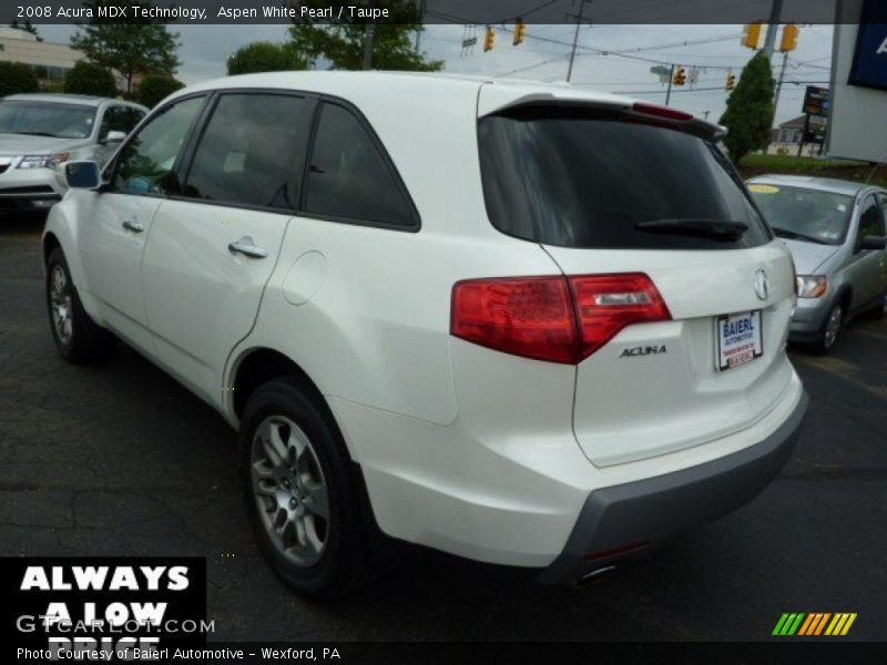 Aspen White Pearl / Taupe 2008 Acura MDX Technology