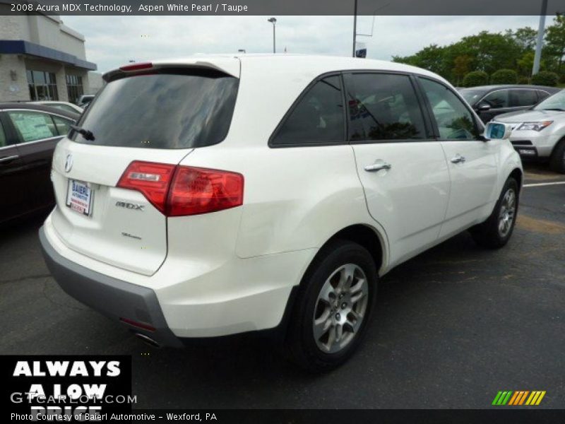 Aspen White Pearl / Taupe 2008 Acura MDX Technology