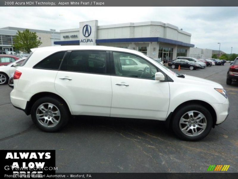 Aspen White Pearl / Taupe 2008 Acura MDX Technology