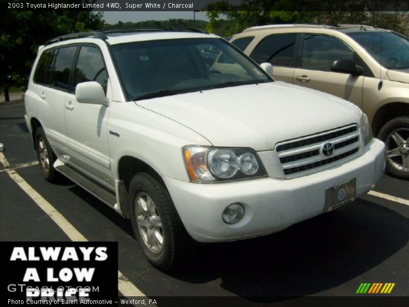 Super White / Charcoal 2003 Toyota Highlander Limited 4WD