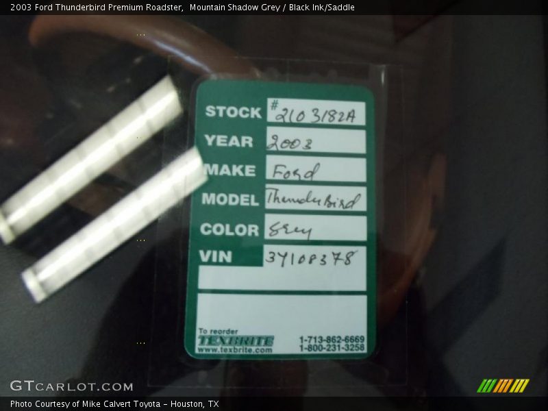 Mountain Shadow Grey / Black Ink/Saddle 2003 Ford Thunderbird Premium Roadster