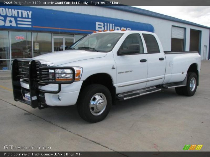 Bright White / Khaki 2006 Dodge Ram 3500 Laramie Quad Cab 4x4 Dually