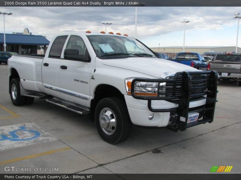 Bright White / Khaki 2006 Dodge Ram 3500 Laramie Quad Cab 4x4 Dually