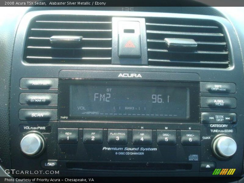 Alabaster Silver Metallic / Ebony 2008 Acura TSX Sedan