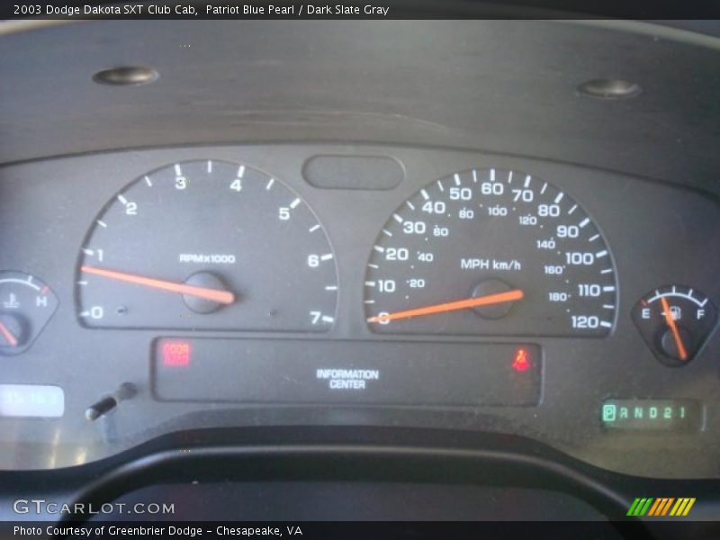 Patriot Blue Pearl / Dark Slate Gray 2003 Dodge Dakota SXT Club Cab