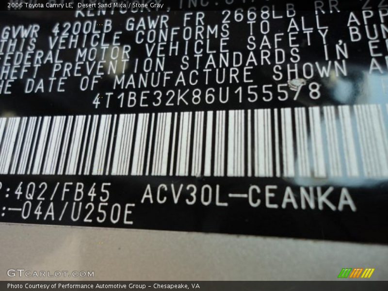 Desert Sand Mica / Stone Gray 2006 Toyota Camry LE
