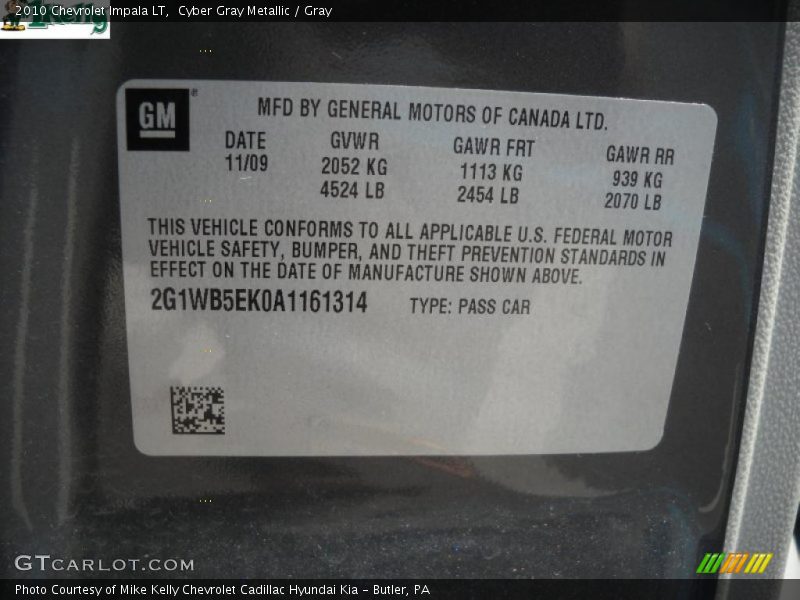 Cyber Gray Metallic / Gray 2010 Chevrolet Impala LT