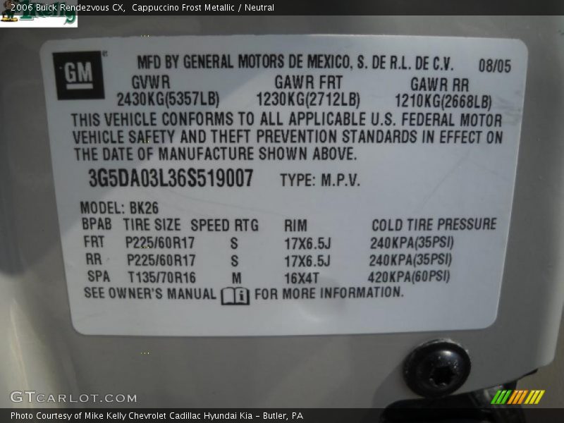 Cappuccino Frost Metallic / Neutral 2006 Buick Rendezvous CX