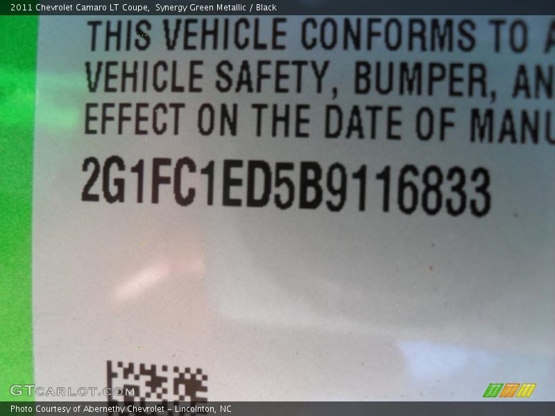 Synergy Green Metallic / Black 2011 Chevrolet Camaro LT Coupe
