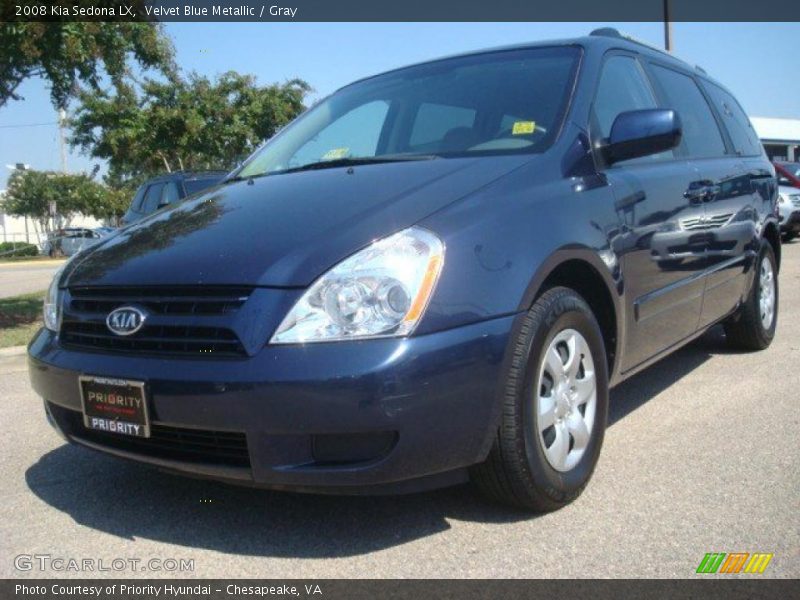 Velvet Blue Metallic / Gray 2008 Kia Sedona LX