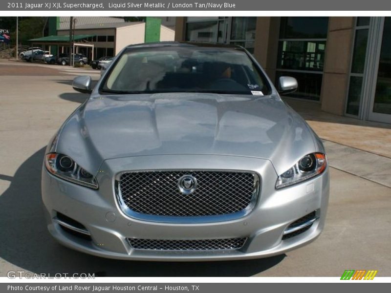 Liquid Silver Metallic / London Tan/Navy Blue 2011 Jaguar XJ XJL Supercharged