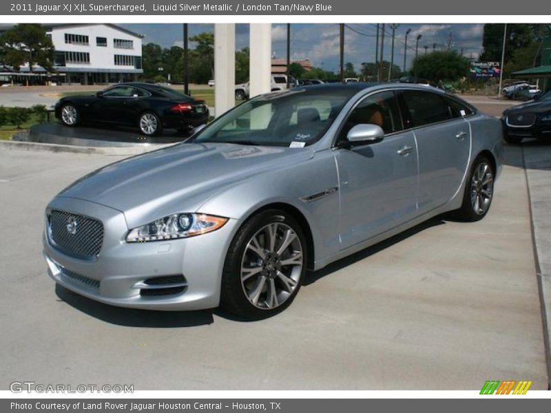 Liquid Silver Metallic / London Tan/Navy Blue 2011 Jaguar XJ XJL Supercharged