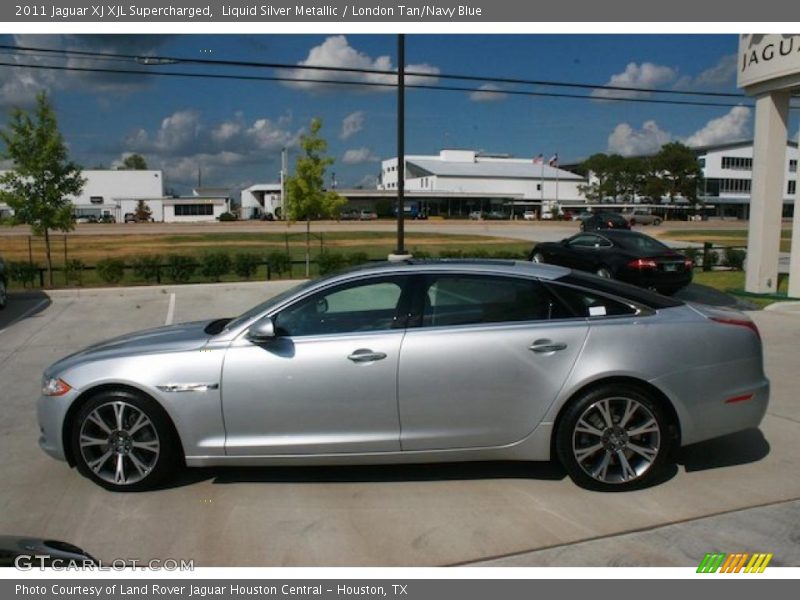 Liquid Silver Metallic / London Tan/Navy Blue 2011 Jaguar XJ XJL Supercharged