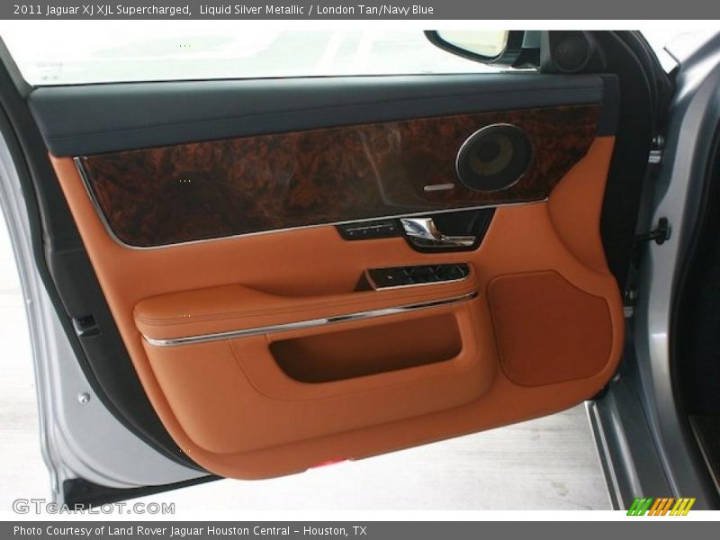Liquid Silver Metallic / London Tan/Navy Blue 2011 Jaguar XJ XJL Supercharged