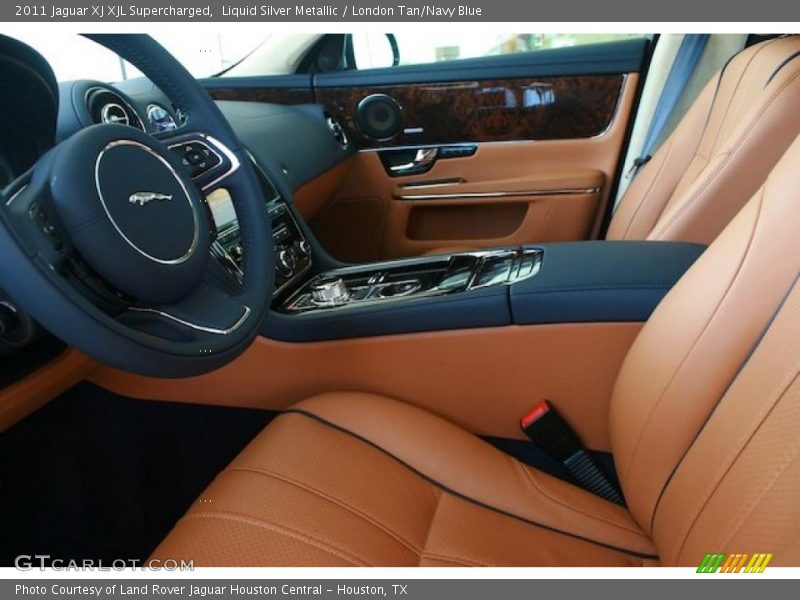 Liquid Silver Metallic / London Tan/Navy Blue 2011 Jaguar XJ XJL Supercharged