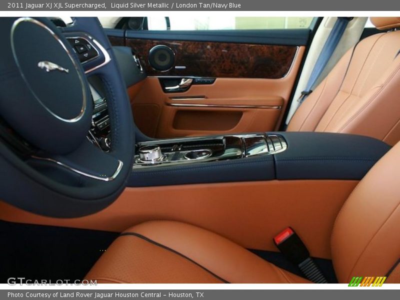 Liquid Silver Metallic / London Tan/Navy Blue 2011 Jaguar XJ XJL Supercharged