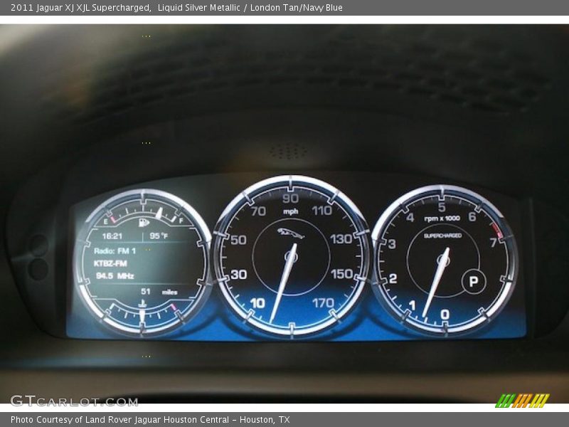Liquid Silver Metallic / London Tan/Navy Blue 2011 Jaguar XJ XJL Supercharged