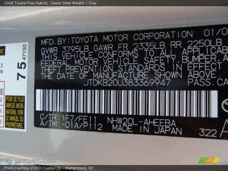 Classic Silver Metallic / Gray 2008 Toyota Prius Hybrid