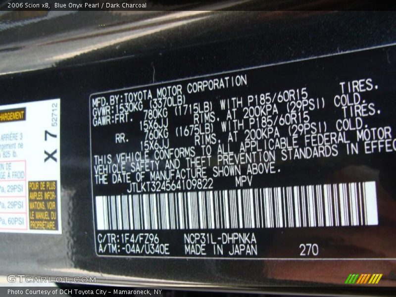 Blue Onyx Pearl / Dark Charcoal 2006 Scion xB