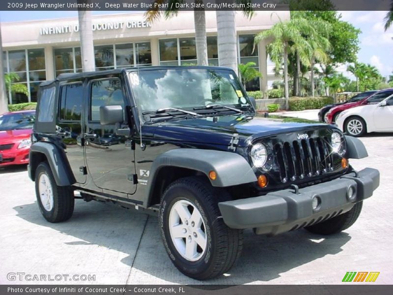 Deep Water Blue Pearl / Dark Slate Gray/Medium Slate Gray 2009 Jeep Wrangler Unlimited X