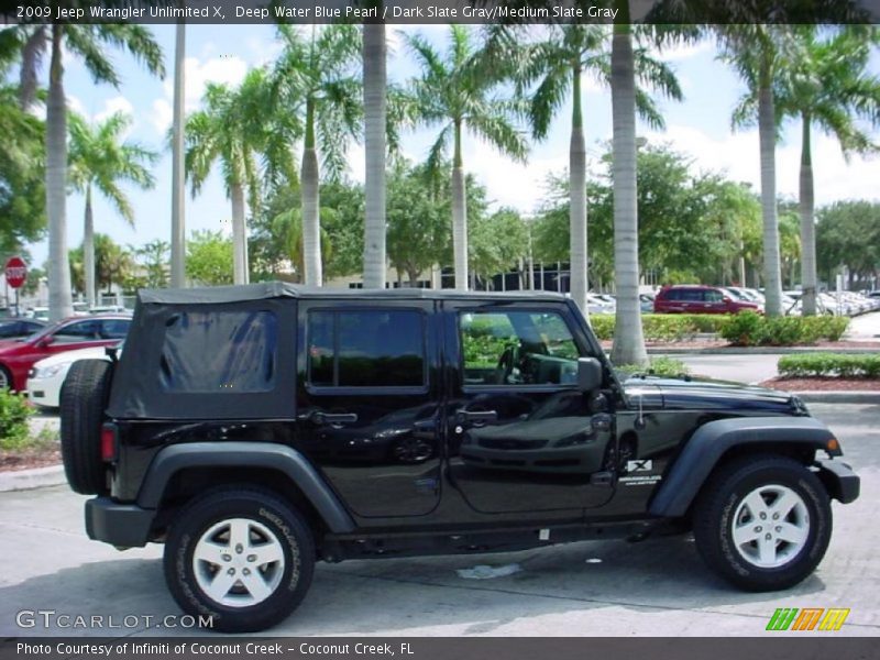 Deep Water Blue Pearl / Dark Slate Gray/Medium Slate Gray 2009 Jeep Wrangler Unlimited X