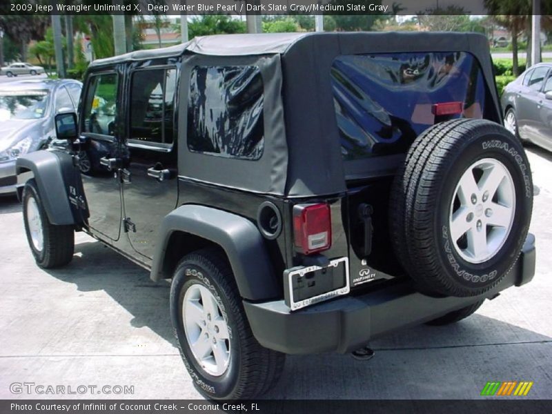 Deep Water Blue Pearl / Dark Slate Gray/Medium Slate Gray 2009 Jeep Wrangler Unlimited X