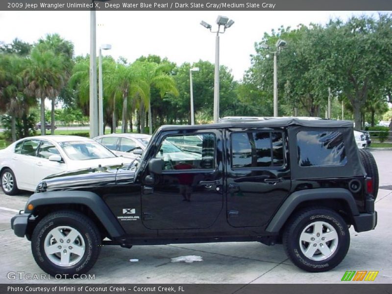 Deep Water Blue Pearl / Dark Slate Gray/Medium Slate Gray 2009 Jeep Wrangler Unlimited X