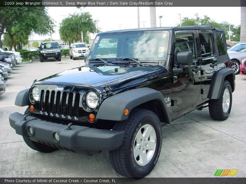 Deep Water Blue Pearl / Dark Slate Gray/Medium Slate Gray 2009 Jeep Wrangler Unlimited X