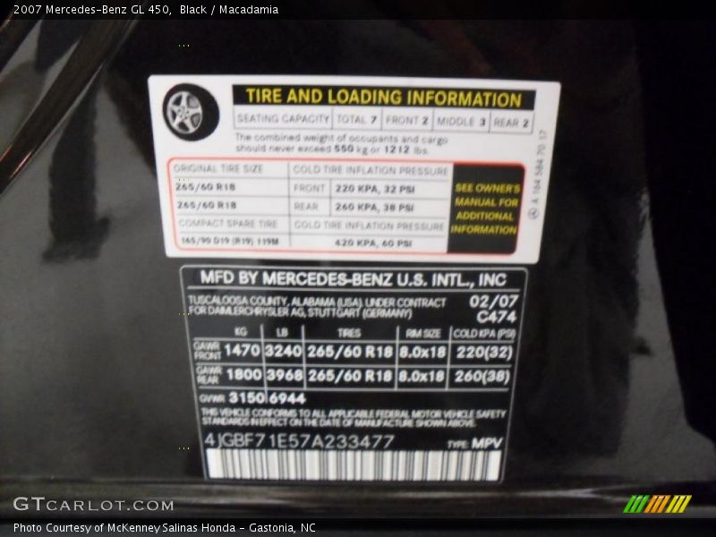 Black / Macadamia 2007 Mercedes-Benz GL 450