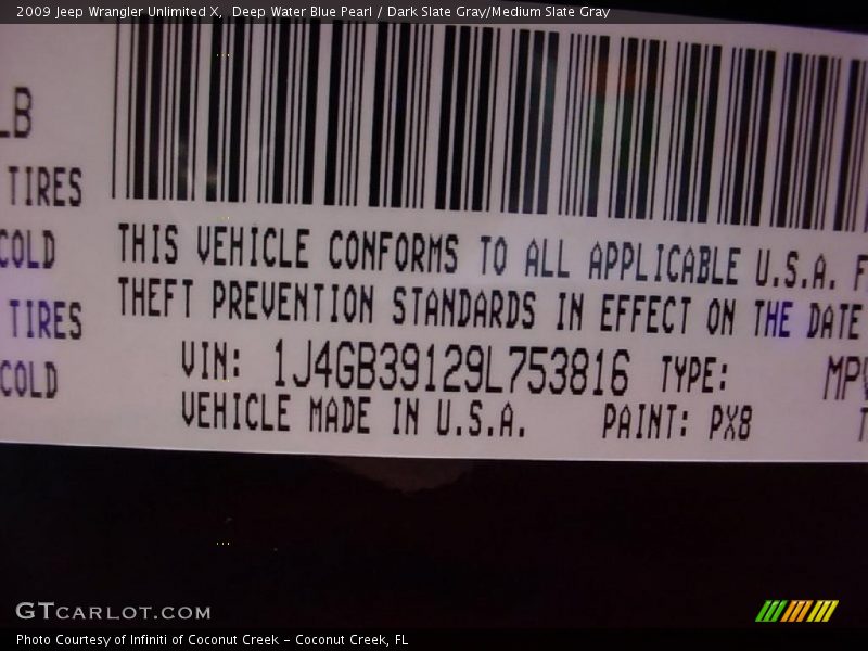 Deep Water Blue Pearl / Dark Slate Gray/Medium Slate Gray 2009 Jeep Wrangler Unlimited X