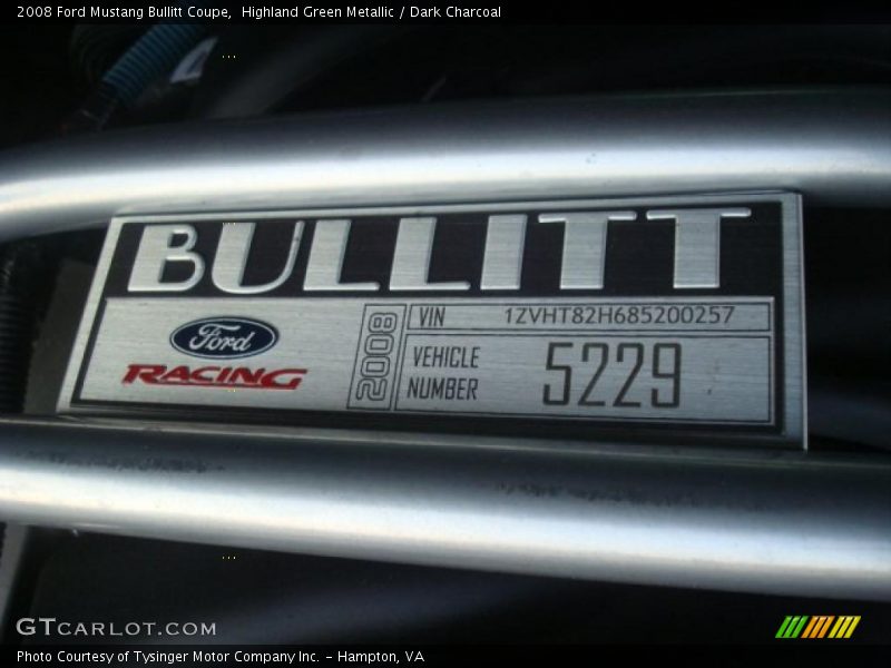Highland Green Metallic / Dark Charcoal 2008 Ford Mustang Bullitt Coupe
