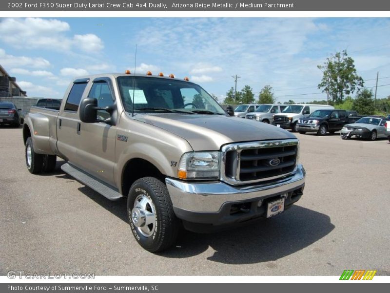 Arizona Beige Metallic / Medium Parchment 2002 Ford F350 Super Duty Lariat Crew Cab 4x4 Dually