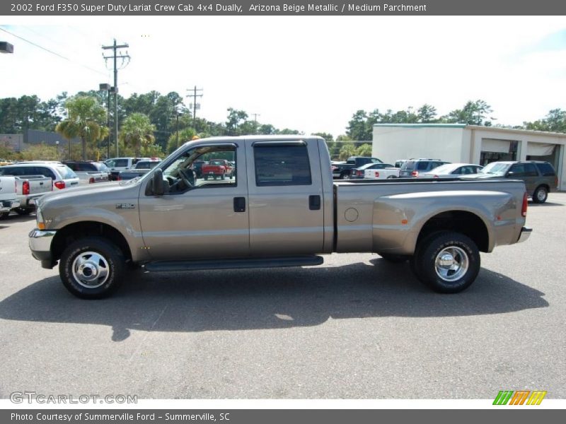Arizona Beige Metallic / Medium Parchment 2002 Ford F350 Super Duty Lariat Crew Cab 4x4 Dually