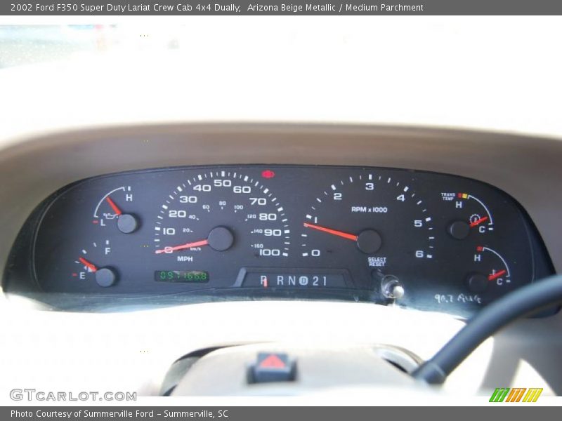 Arizona Beige Metallic / Medium Parchment 2002 Ford F350 Super Duty Lariat Crew Cab 4x4 Dually