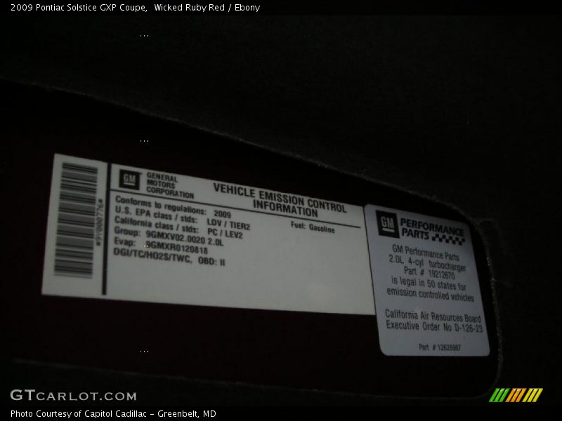 Wicked Ruby Red / Ebony 2009 Pontiac Solstice GXP Coupe