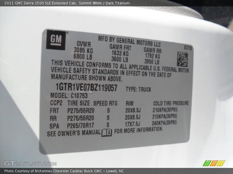 Summit White / Dark Titanium 2011 GMC Sierra 1500 SLE Extended Cab