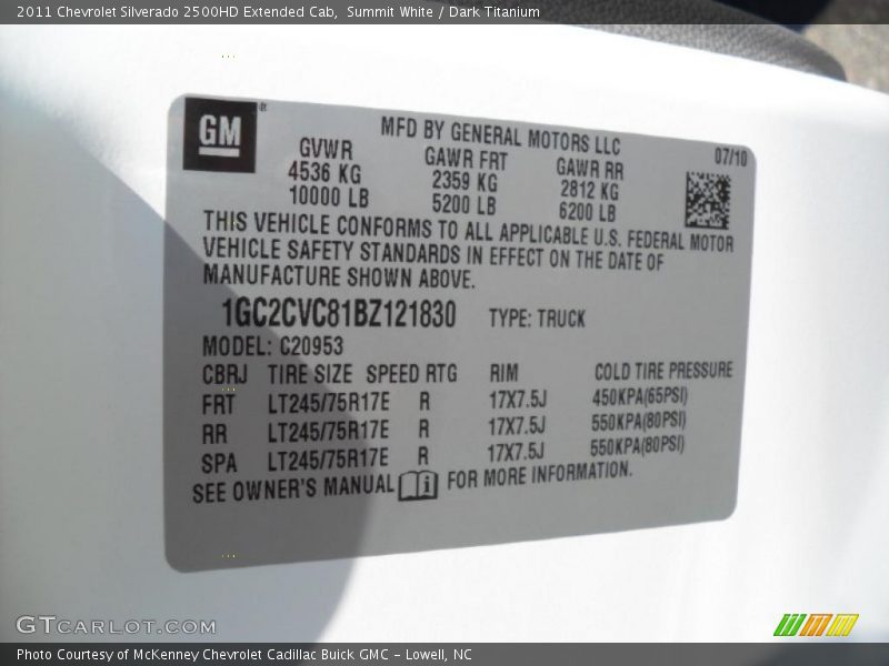Summit White / Dark Titanium 2011 Chevrolet Silverado 2500HD Extended Cab