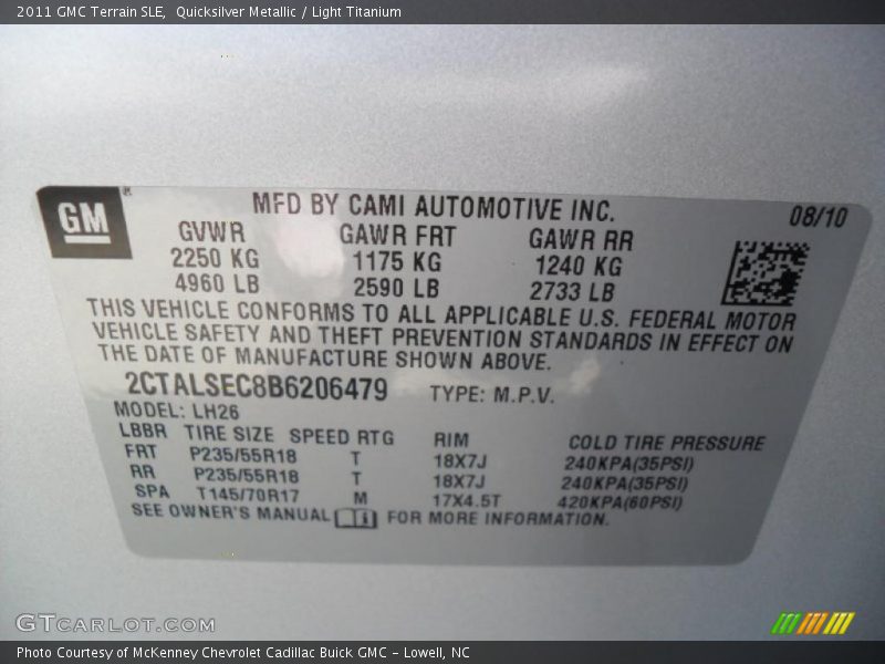 Quicksilver Metallic / Light Titanium 2011 GMC Terrain SLE