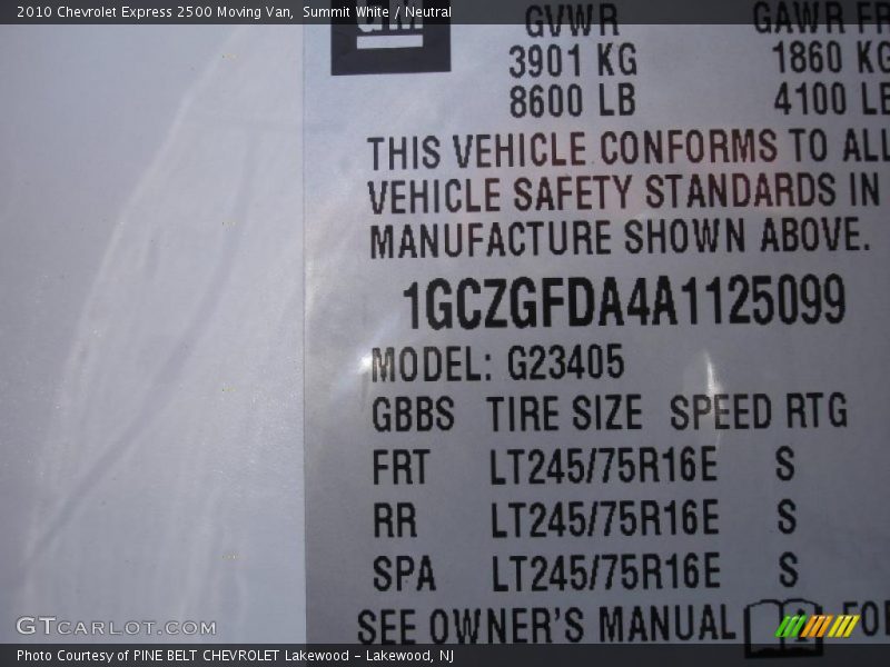 Summit White / Neutral 2010 Chevrolet Express 2500 Moving Van