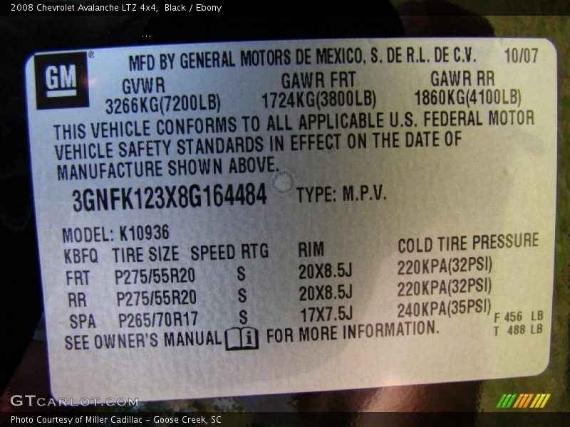 Black / Ebony 2008 Chevrolet Avalanche LTZ 4x4